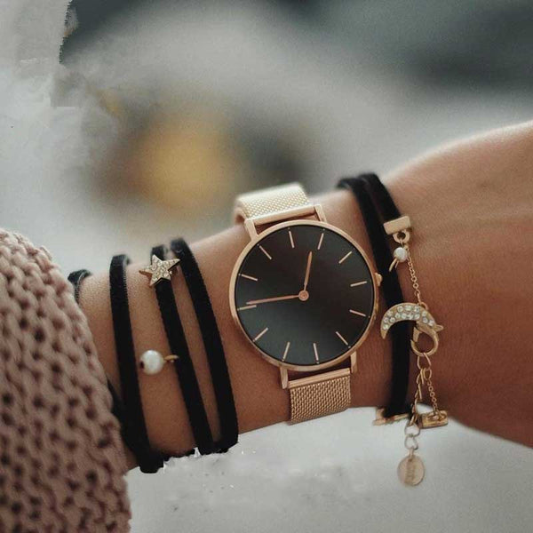 Fashion Big Brand Women Stainless Steel Strap Quartz Wrist Watch Luxury Simple Style Designed Watches Women's Clock - DYALAK SHOP